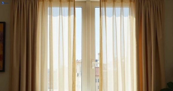 Dull dusty drapes in karana-downs before professional cleaning